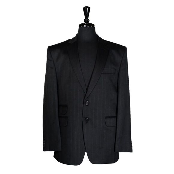 Mens Blazer Gray Striped Wool Lined Formal Suit Jacket Wedding Sport Coat 42R